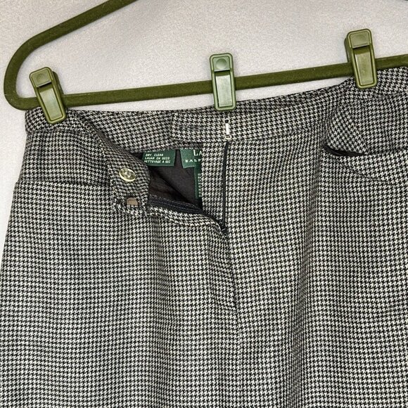 Vtg Lauren Ralph Lauren Wool Houndstooth Skirt Sz 10 Black Gray Lined Straight - Picture 5 of 9